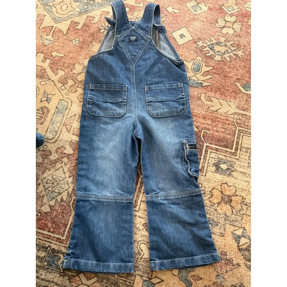 Old Navy Toddler Boys Denim Overalls Medium Wash‎ Cargo Pockets 4T Vintage 2004